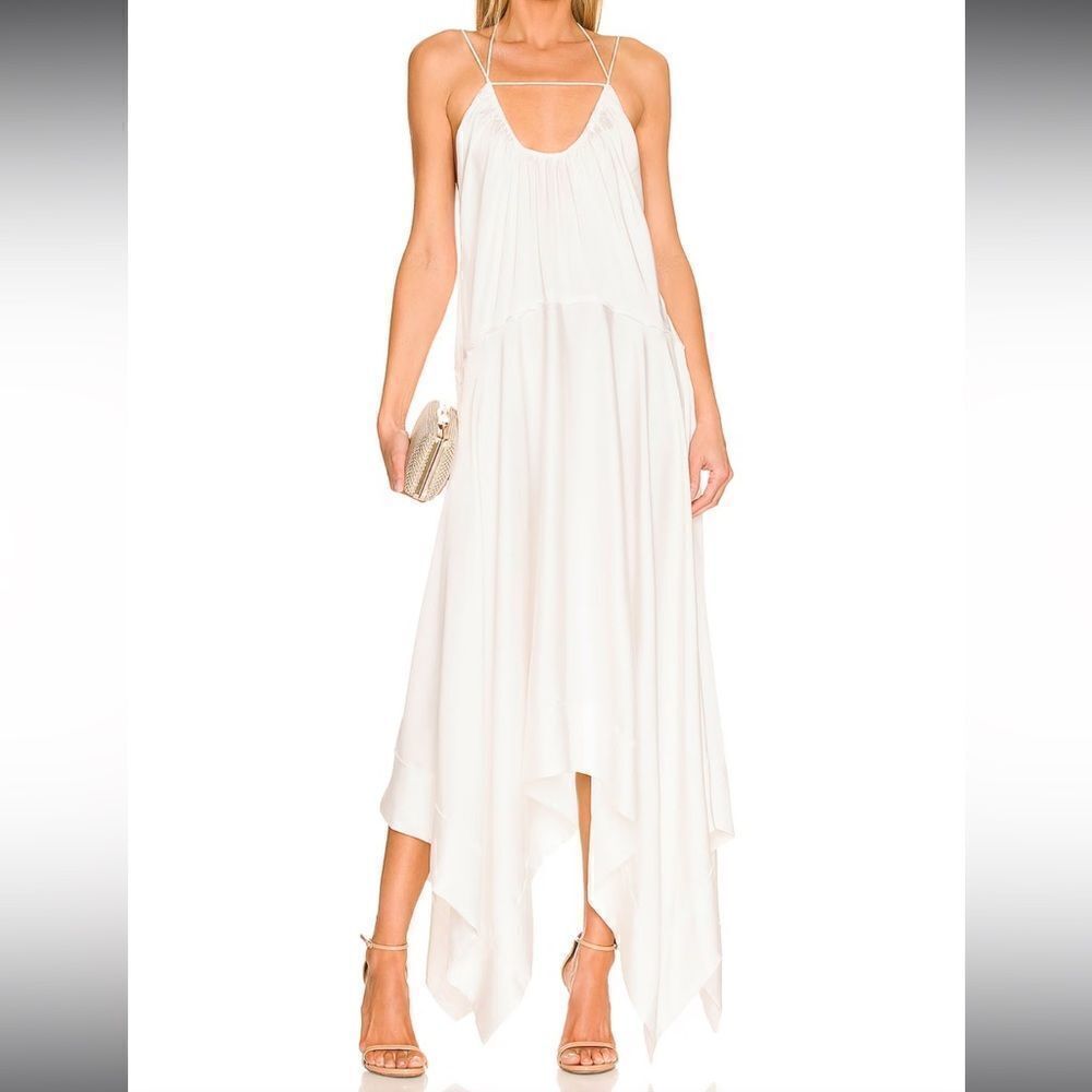L'Academie White Asymmetrical Halter Sundress
